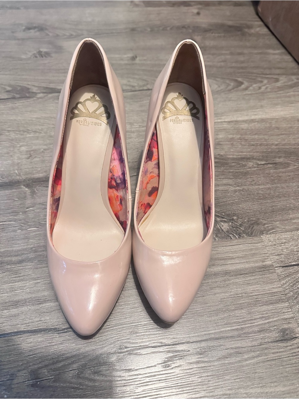 Fergalicious Blush Pink Patent Pointed-Toe Pumps